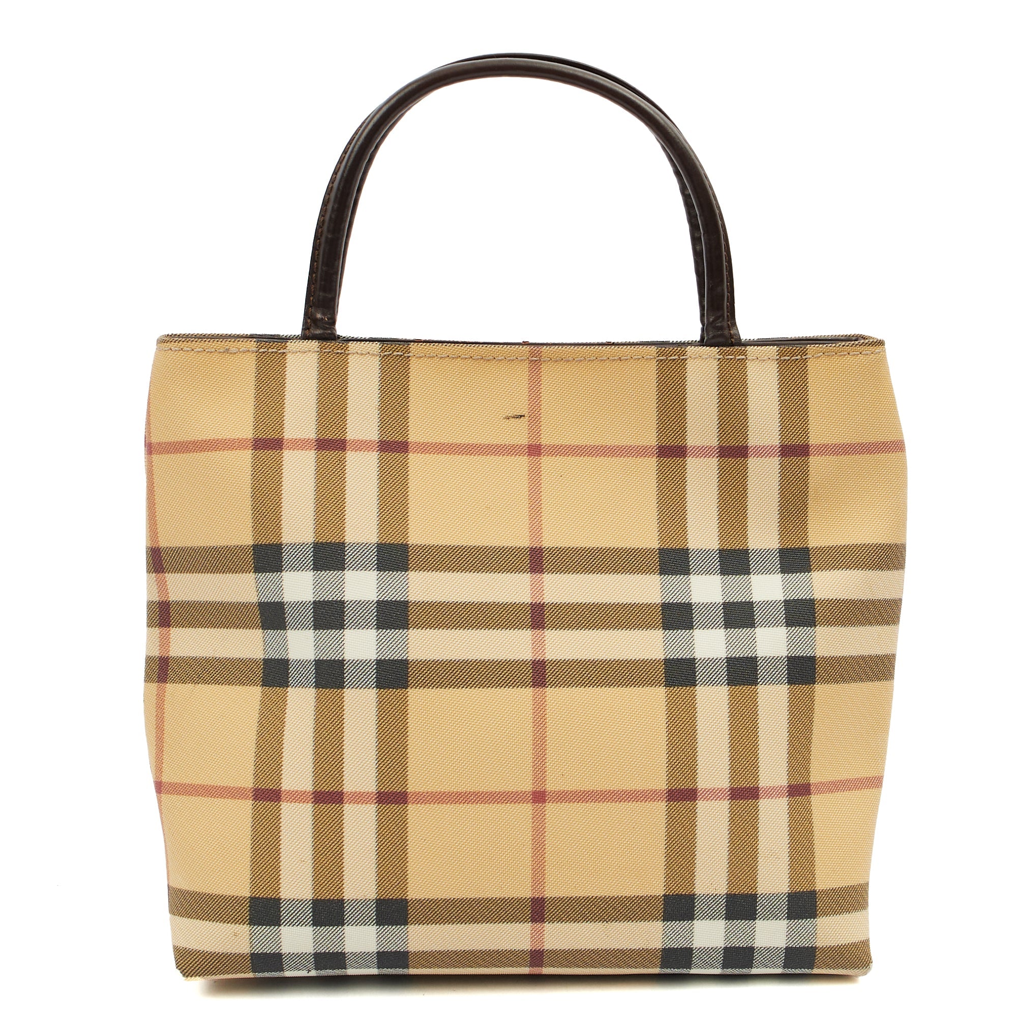 Burberry Tote Check Tote in Brown, Leather