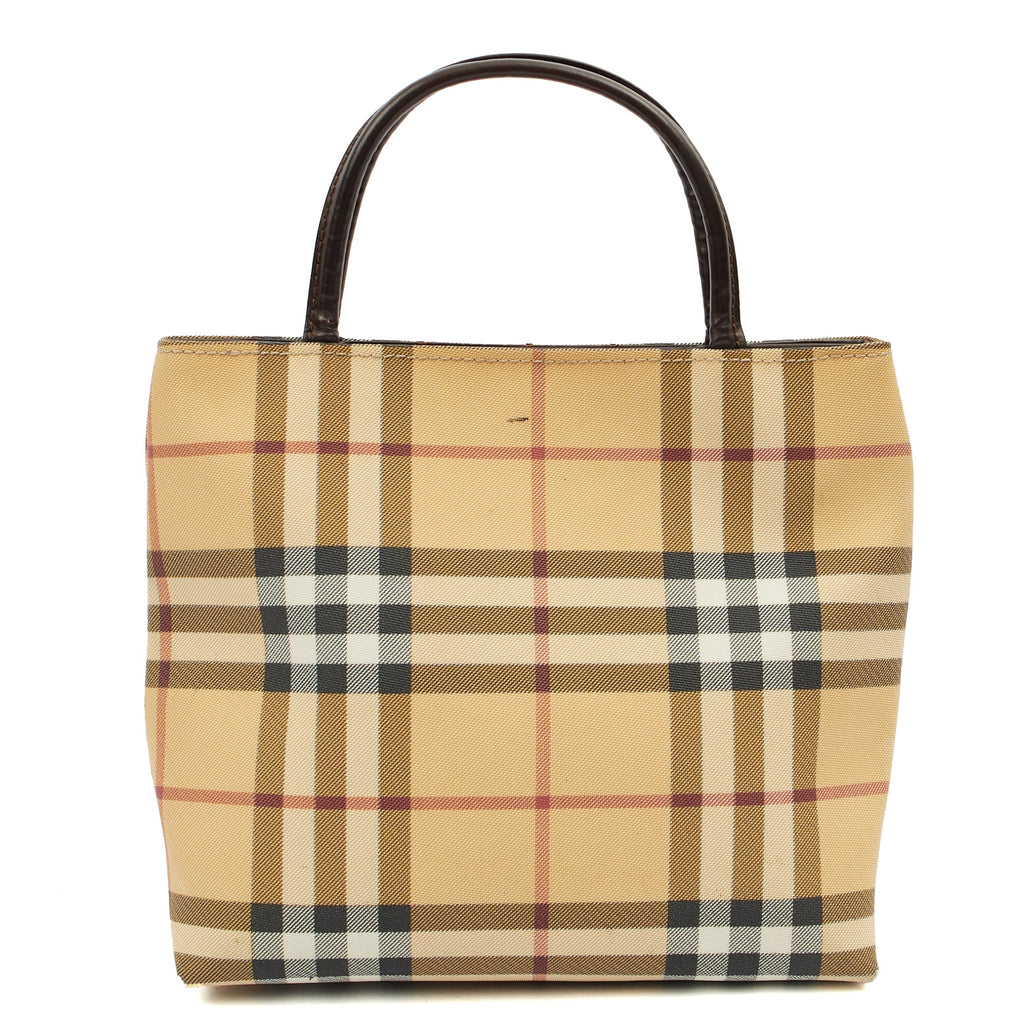 Burberry Tote Check Tote in Brown, Leather