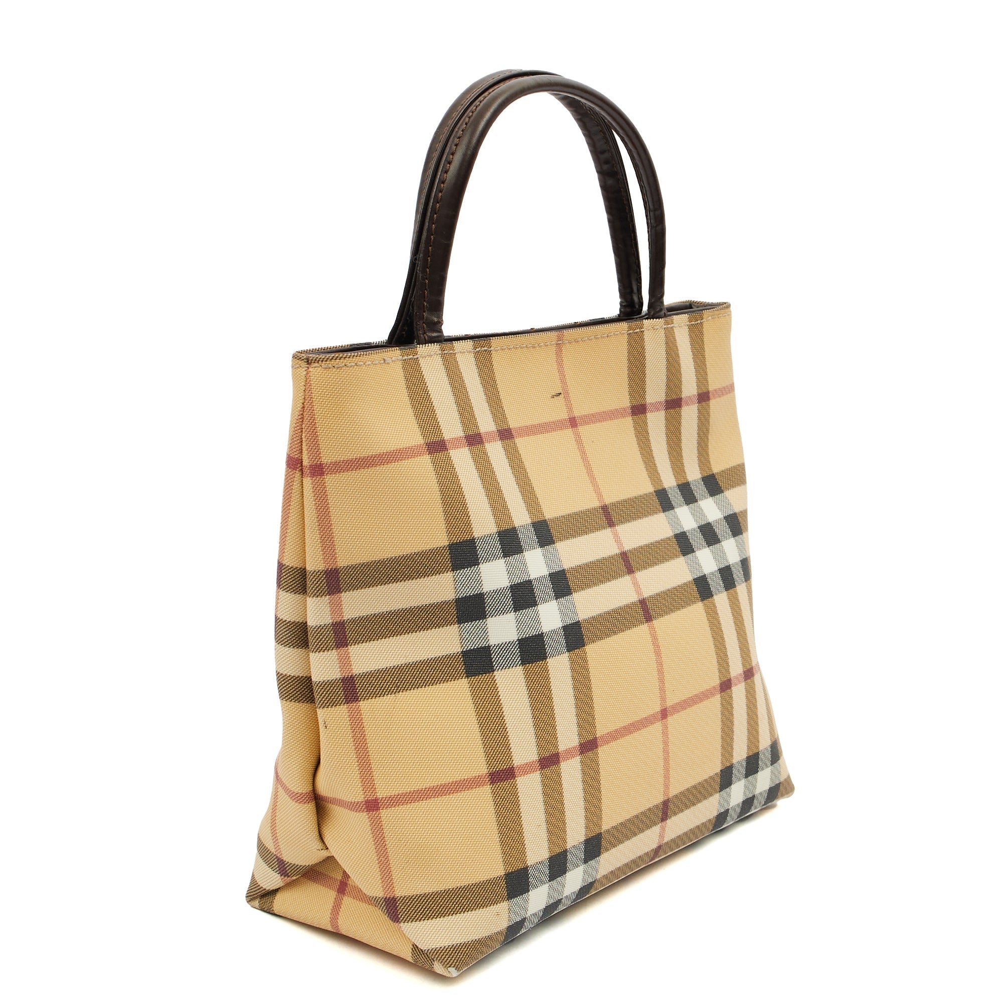 Burberry Tote Check Tote in Brown, Leather