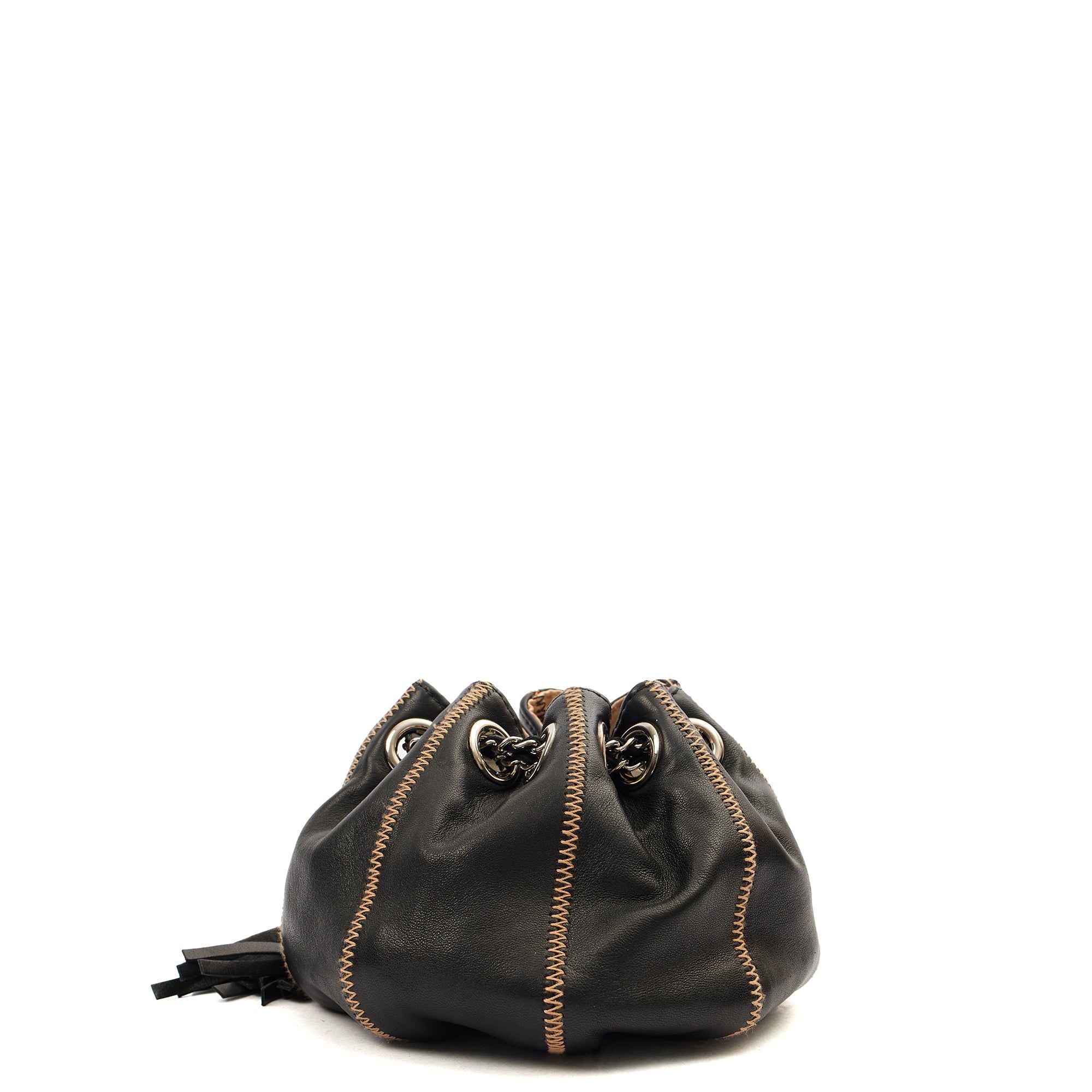 Chanel Mini Bag Bucket Bag in Black, Lambskin Leather