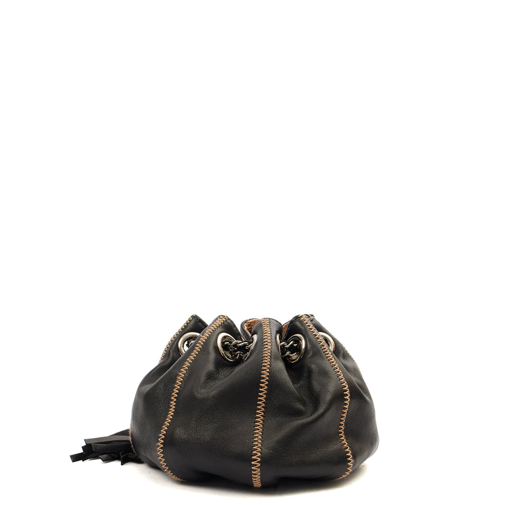 Chanel Mini Bag Bucket Bag in Black, Lambskin Leather