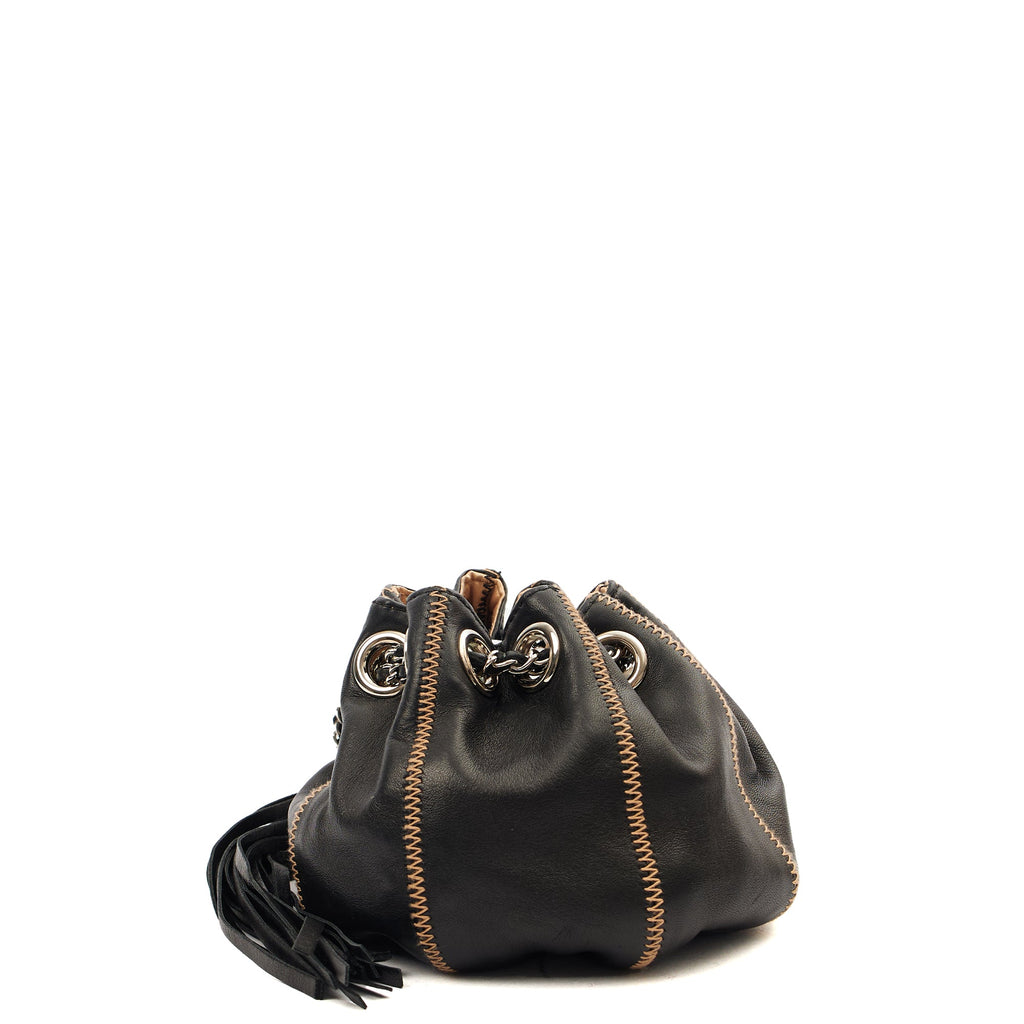 Chanel Mini Bag Bucket Bag in Black, Lambskin Leather