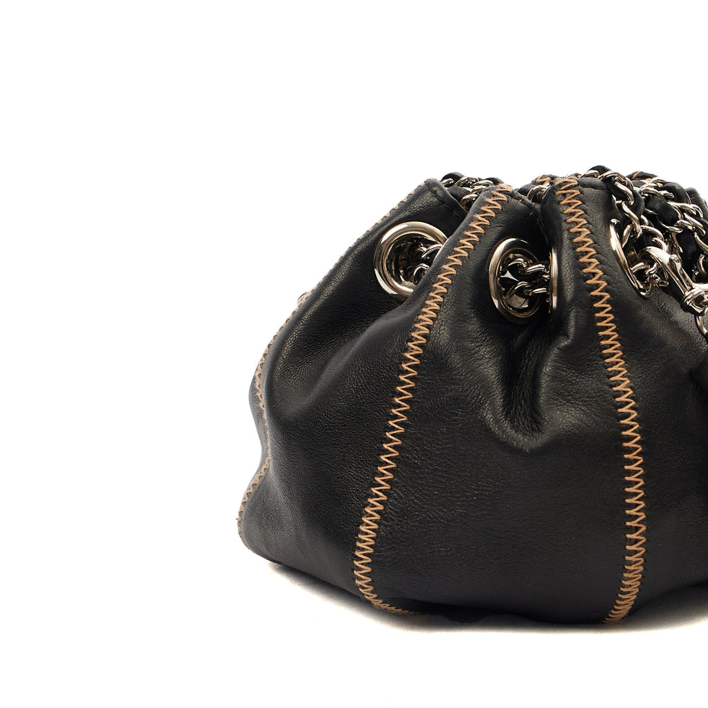 Chanel Mini Bag Bucket Bag in Black, Lambskin Leather