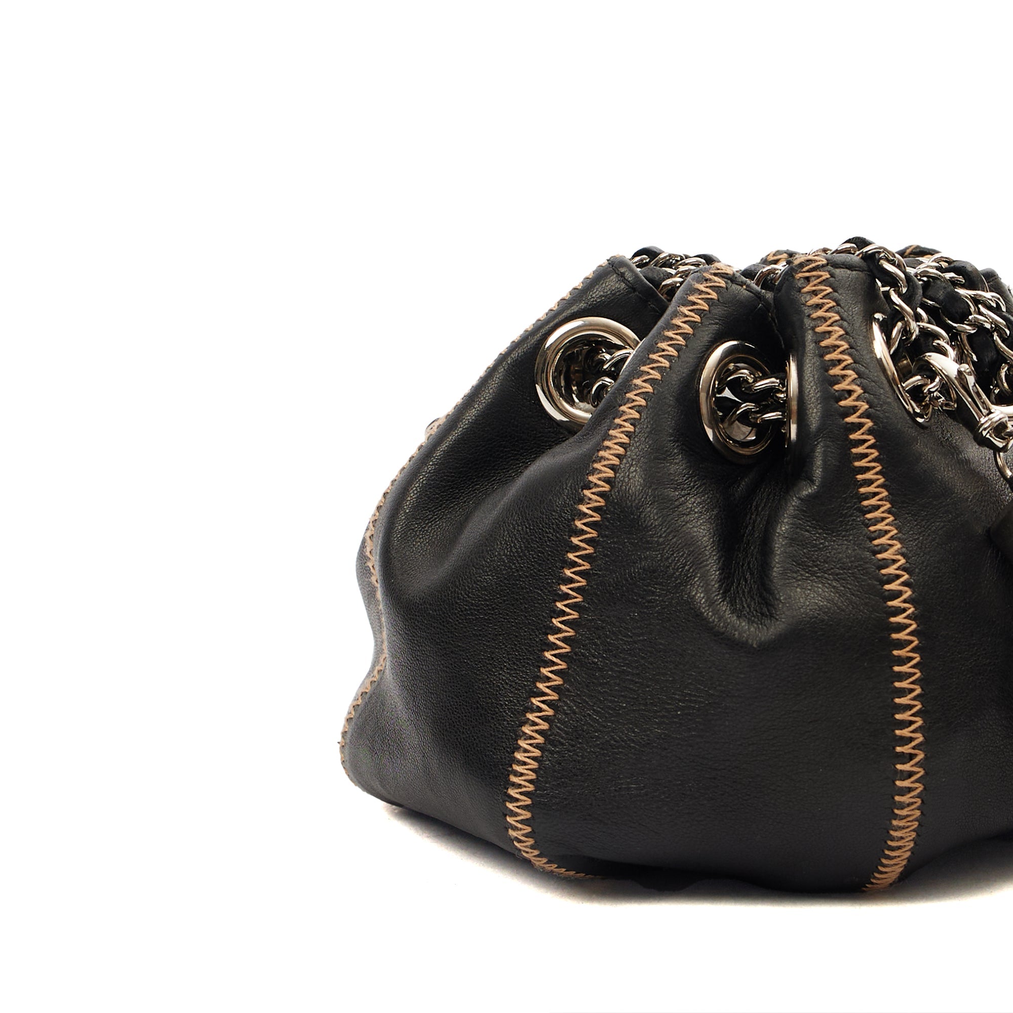 Chanel Mini Bag Bucket Bag in Black, Lambskin Leather