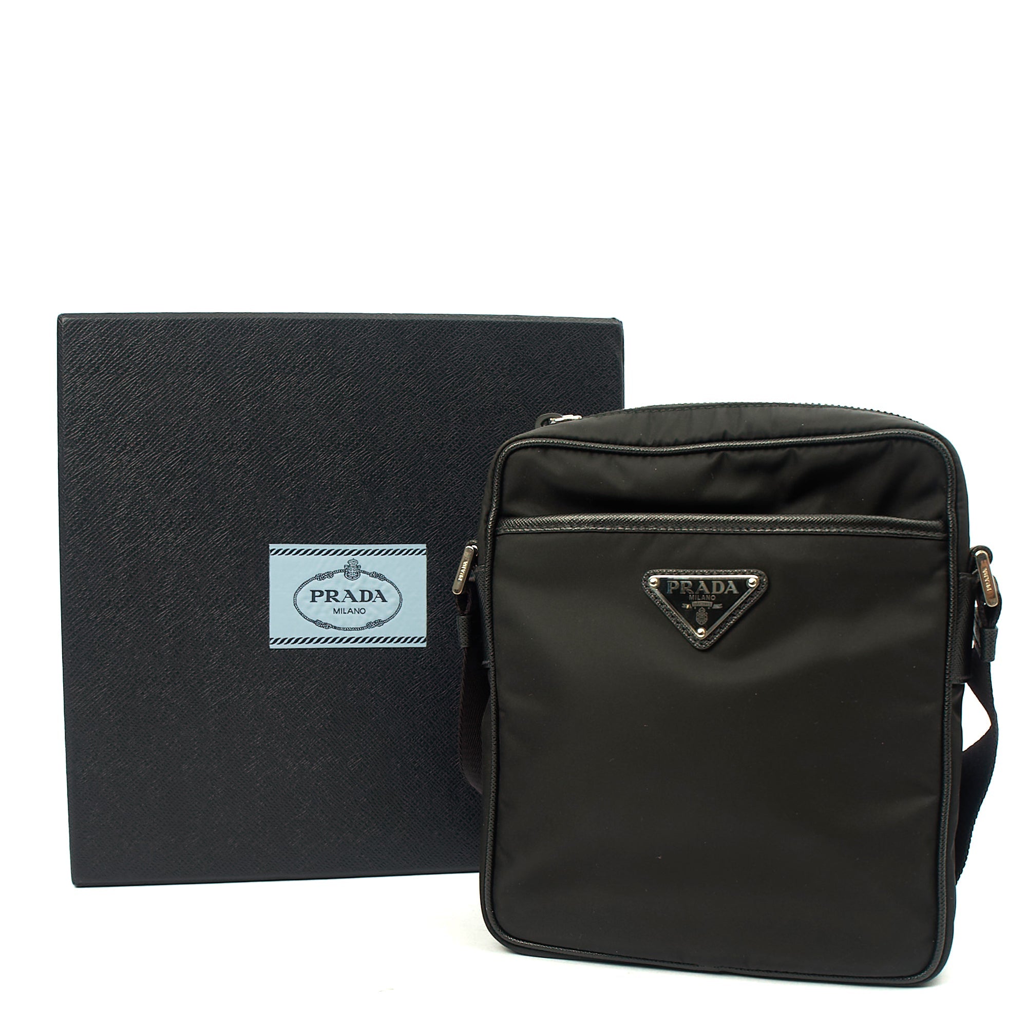 Prada Cross Body Nylon Cross Body Bag in Black, Nylon
