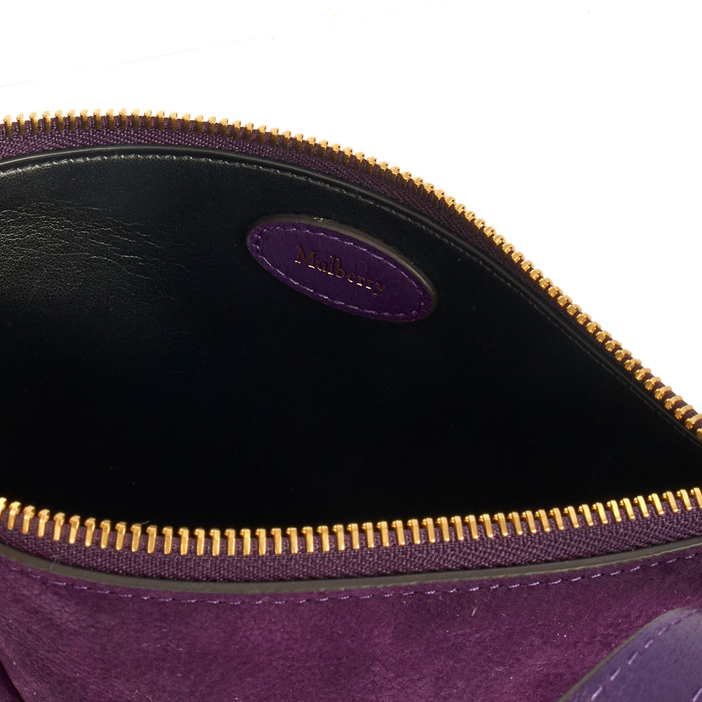Mulberry Cross Body M Zipped Pouch in Purple, Suede