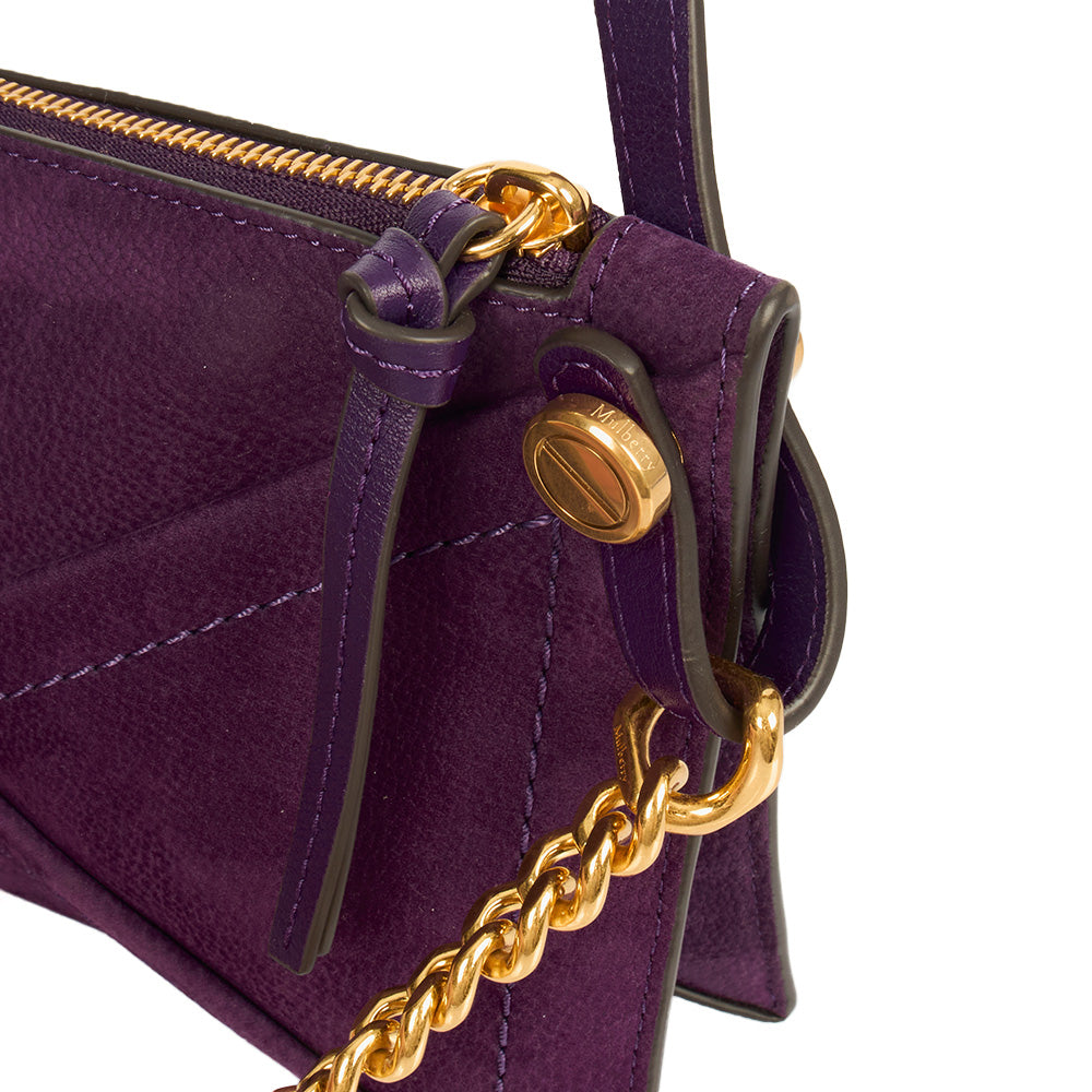 Mulberry Cross Body M Zipped Pouch in Purple, Suede