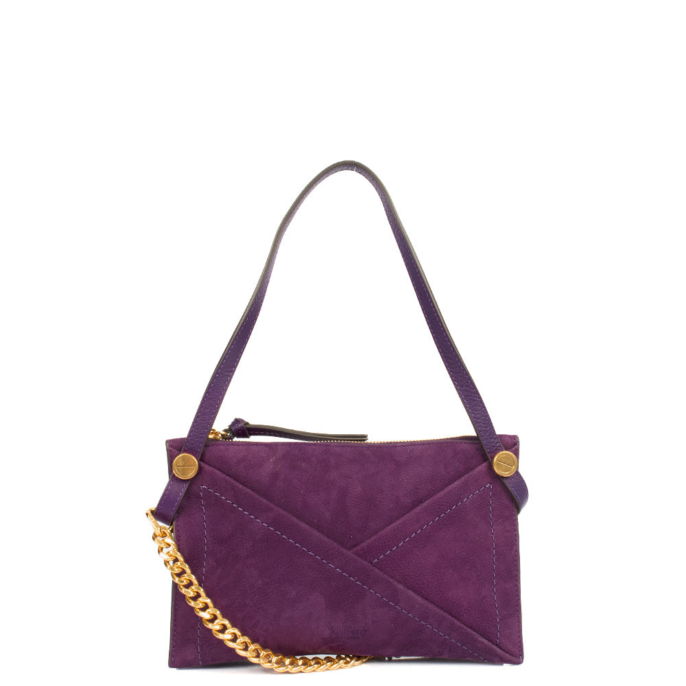 Mulberry Cross Body M Zipped Pouch in Purple, Suede