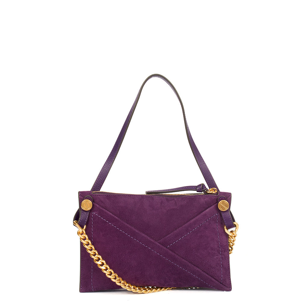Mulberry Cross Body M Zipped Pouch in Purple, Suede