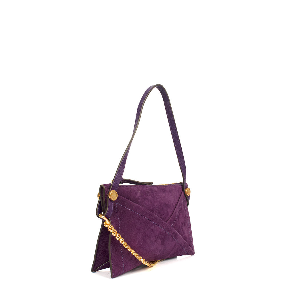 Mulberry Cross Body M Zipped Pouch in Purple, Suede