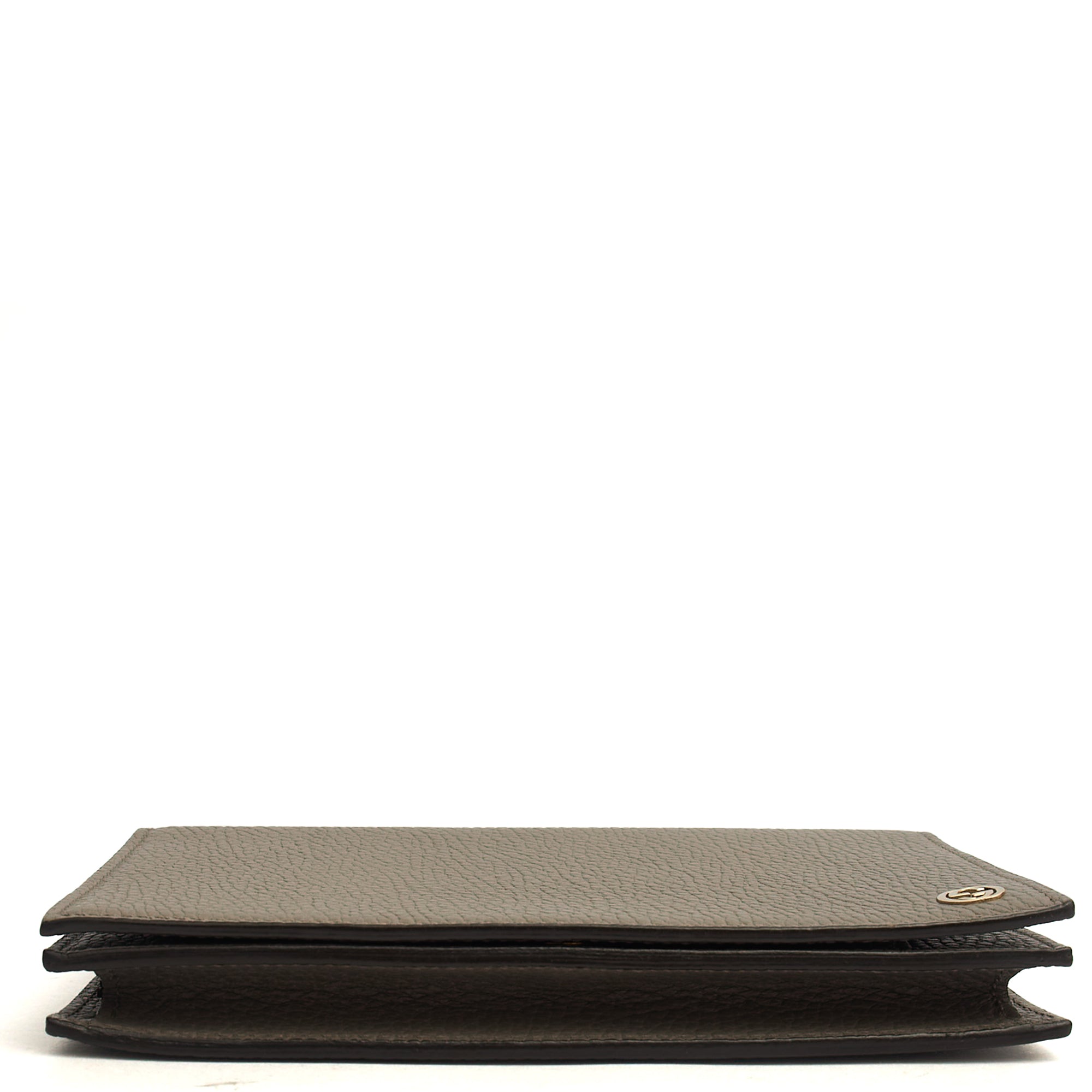 Gucci Cross Body Dollar Interlocking GG Wallet On Chain in Grey, Leather