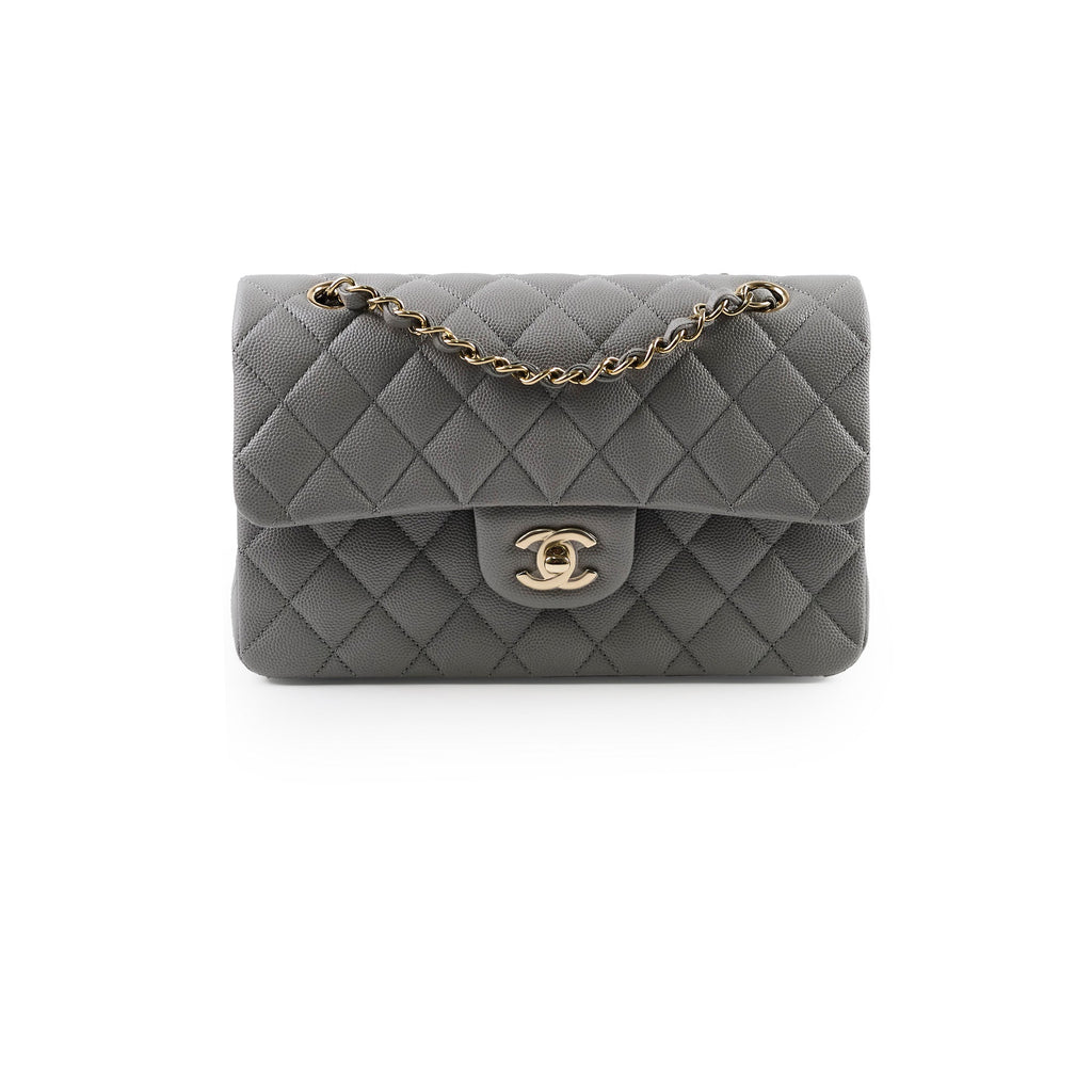 Chanel Small Classic Flap Caviar 22B Grey (Microchipped)