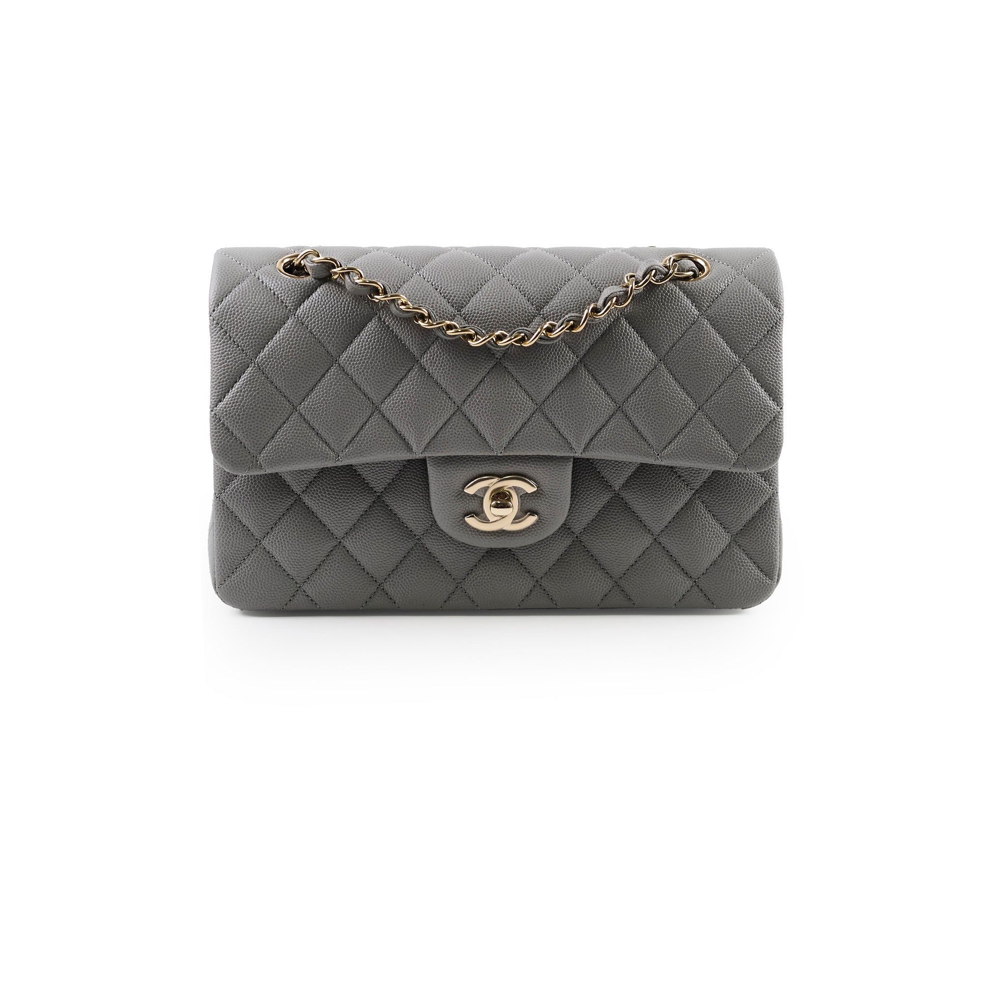 Chanel Small Classic Flap Caviar 22B Grey (Microchipped)
