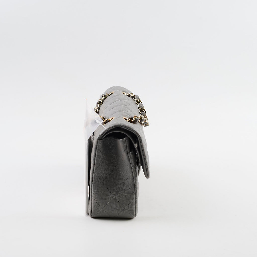 Chanel Small Classic Flap Caviar 22B Grey (Microchipped)