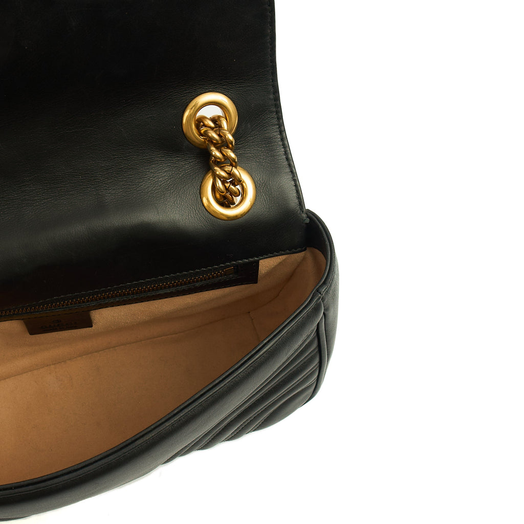 Gucci Cross Body Marmont Shoulder Flap Bag - Small in Black, Leather