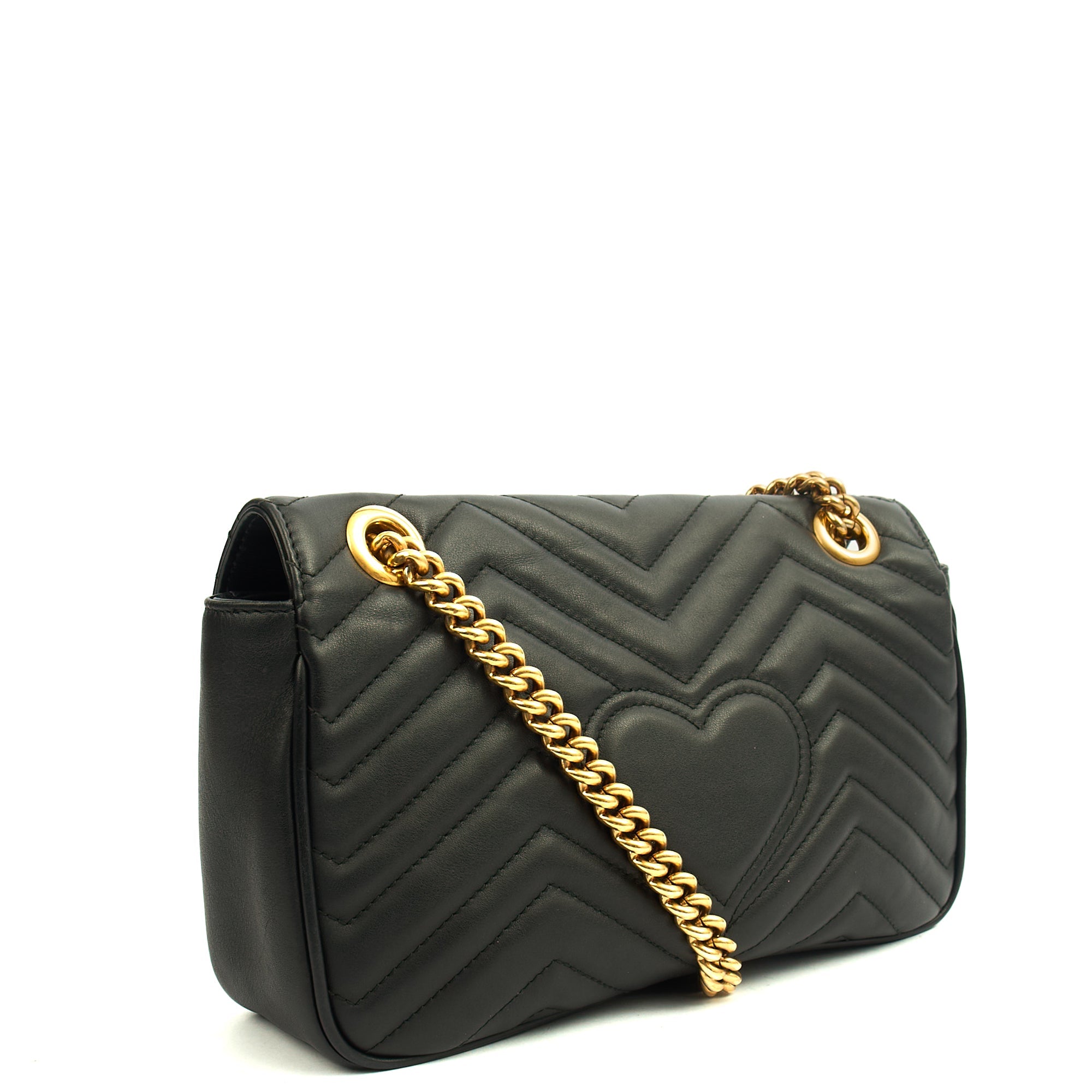 Gucci Cross Body Marmont Shoulder Flap Bag - Small in Black, Leather