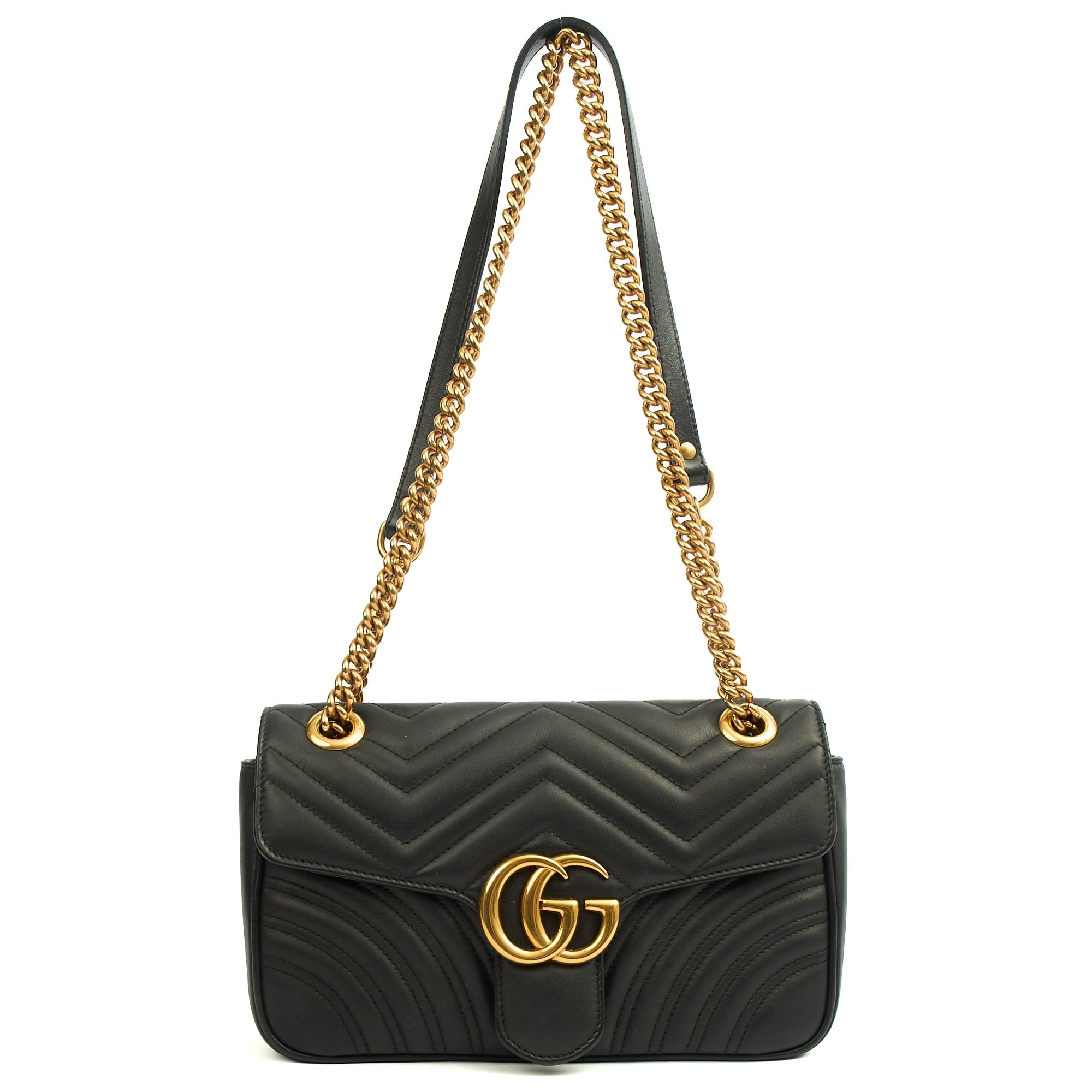 Gucci Cross Body Marmont Shoulder Flap Bag - Small in Black, Leather