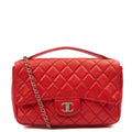 Chanel Shoulder Bag Carry Around Flap Bag in Red, Calfskin Leather