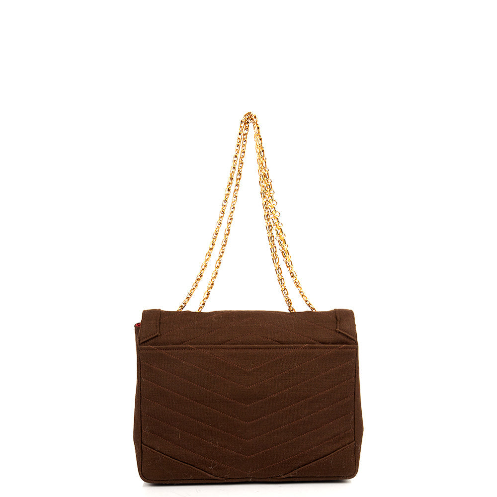 Chanel Shoulder Bag Vintage Flap Bag  in Brown Fabric