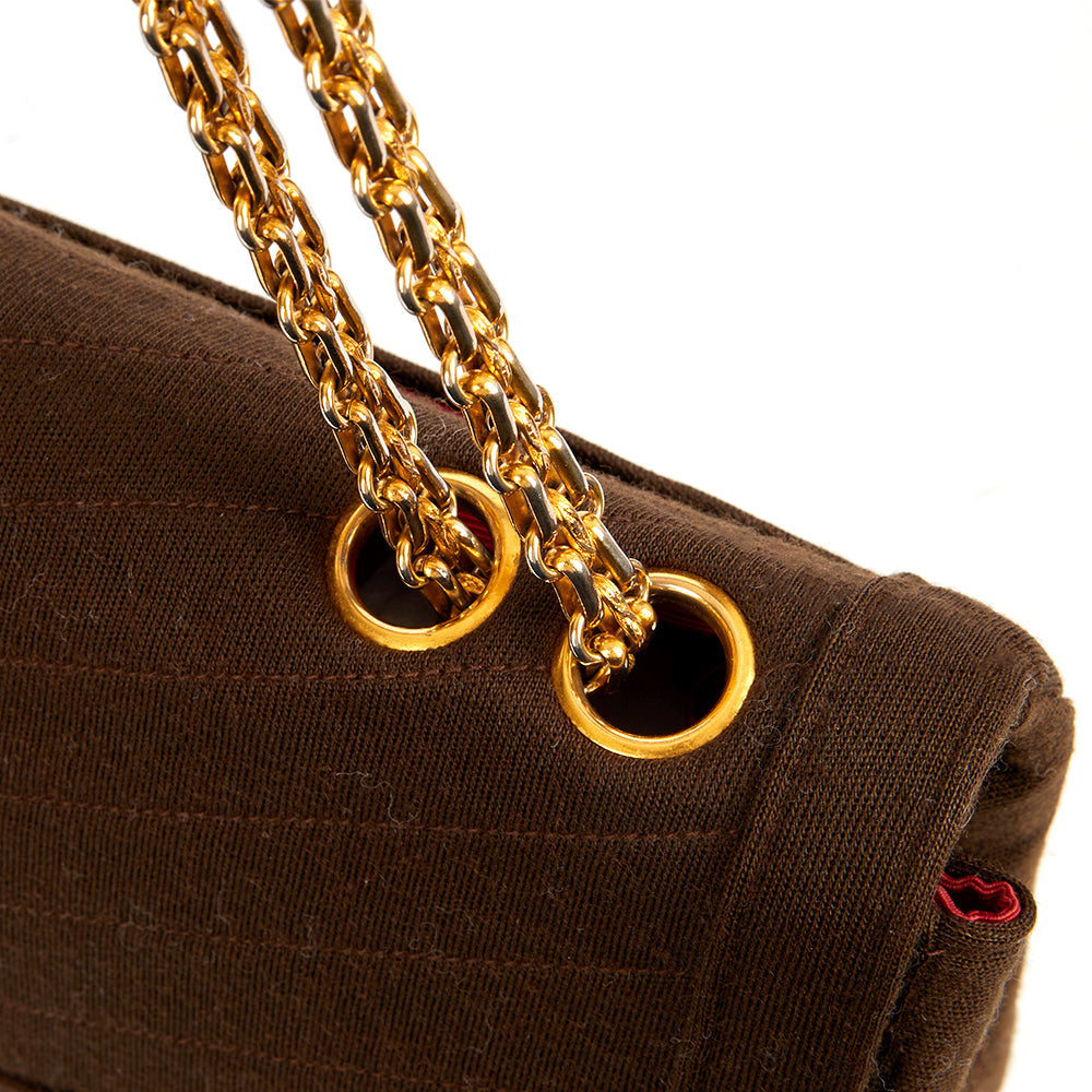 Chanel Shoulder Bag Vintage Flap Bag  in Brown Fabric