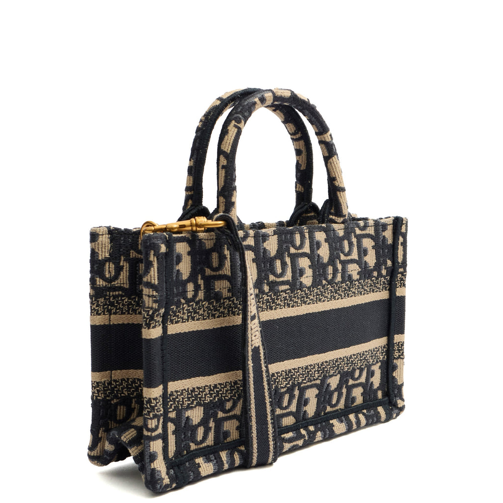 Christian Dior Mini Bag Book Tote- Mini  in Blue, Dior Oblique Embroidery