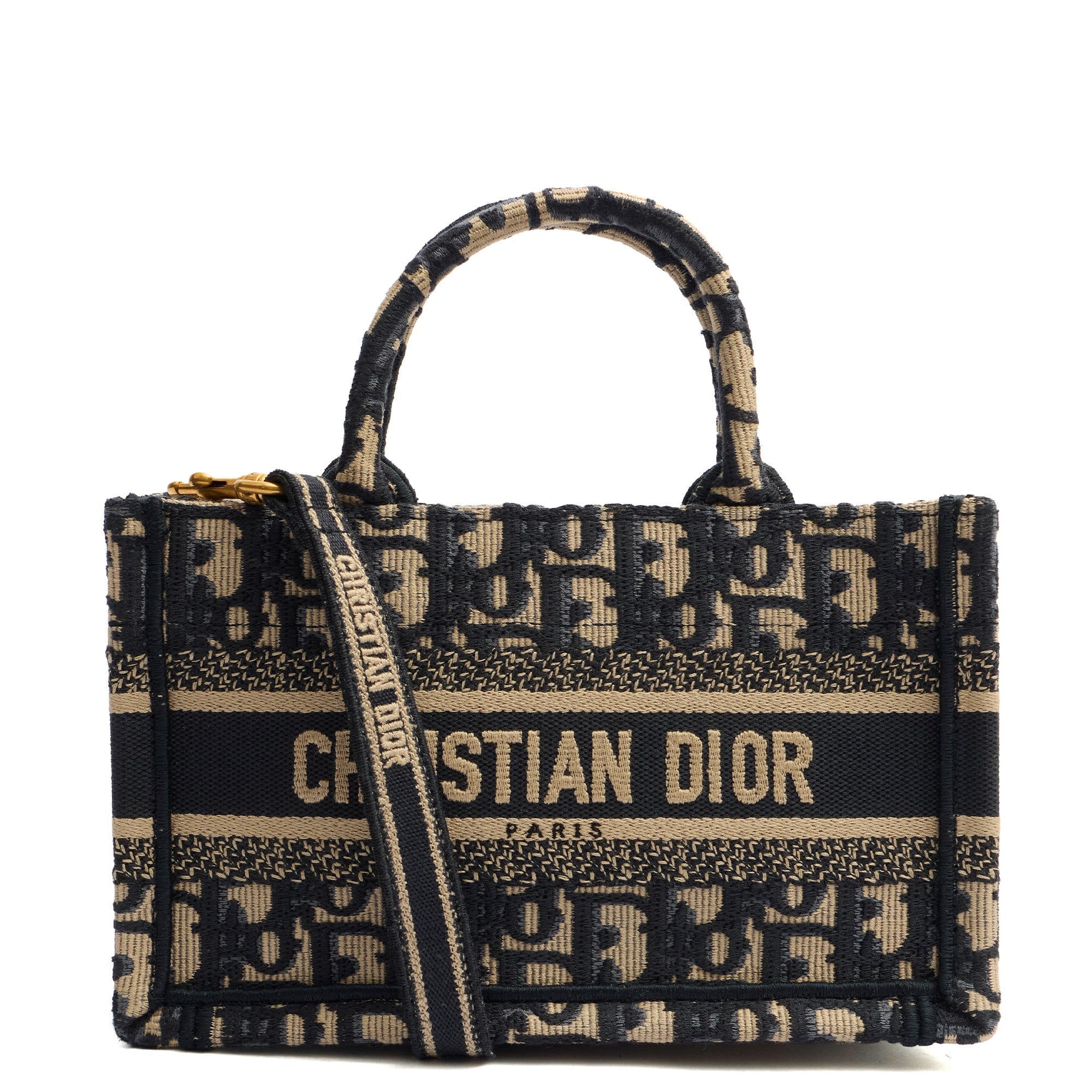 Christian Dior Mini Bag Book Tote- Mini  in Blue, Dior Oblique Embroidery