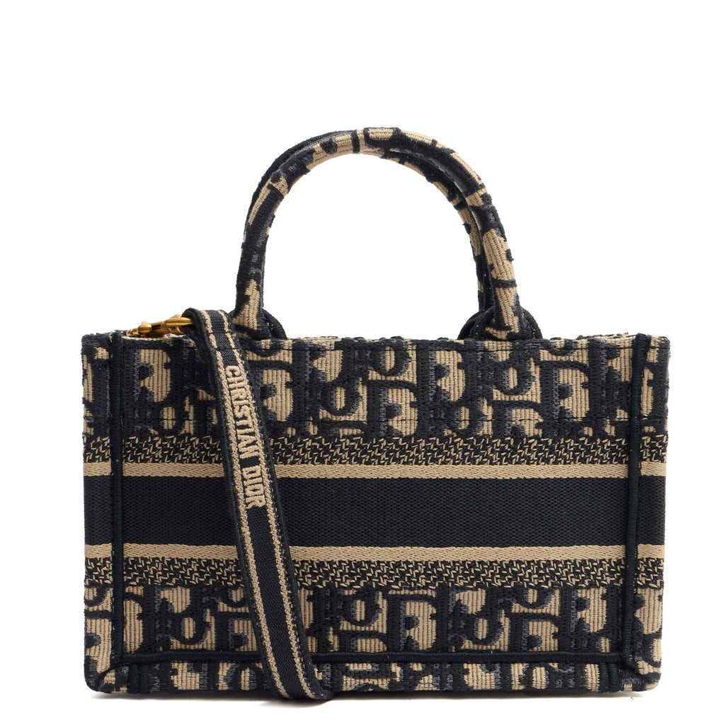 Christian Dior Mini Bag Book Tote- Mini  in Blue, Dior Oblique Embroidery