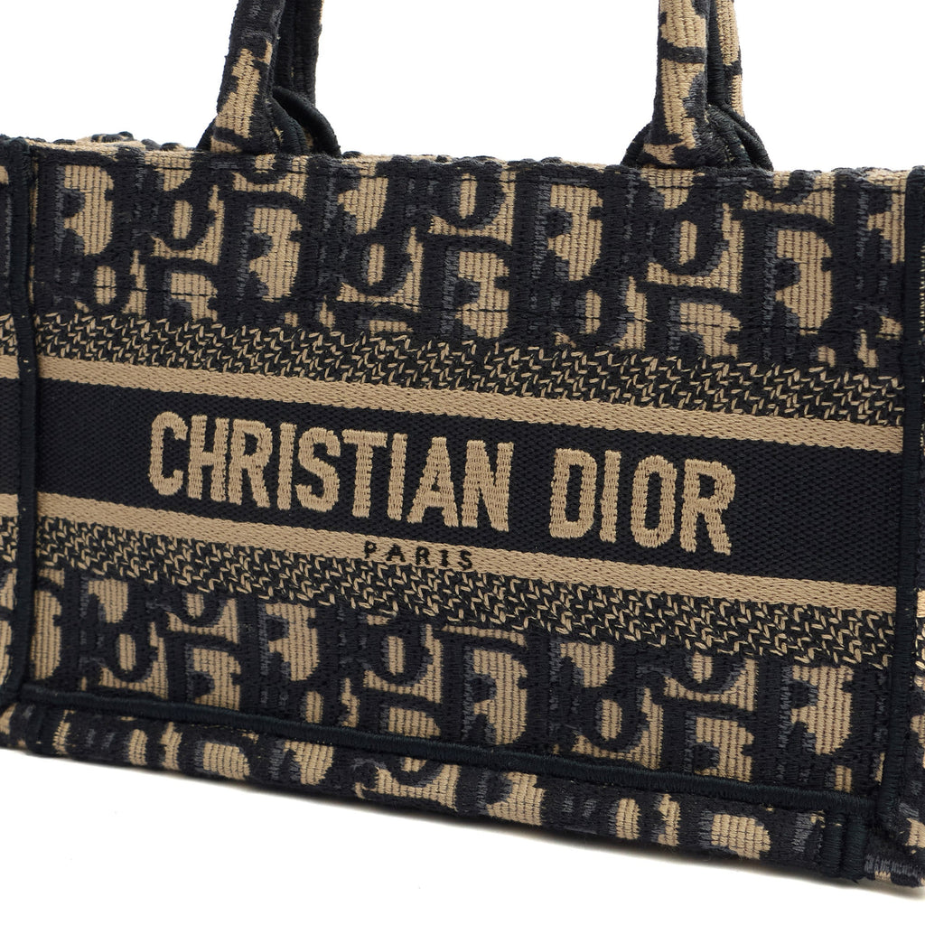 Christian Dior Mini Bag Book Tote- Mini  in Blue, Dior Oblique Embroidery