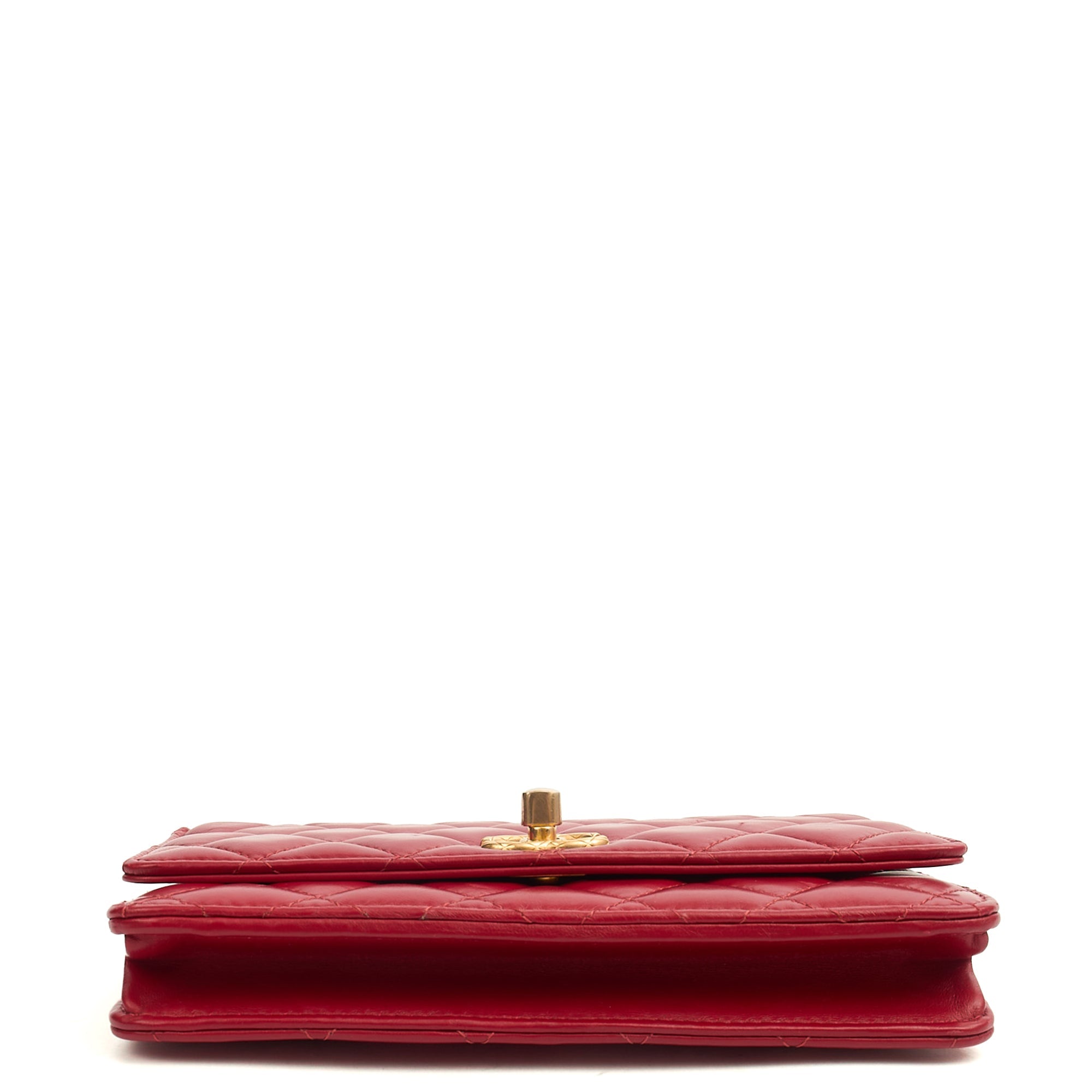 Chanel Cross Body Pearl Crush Wallet on Chain in Red, Lambskin Leather