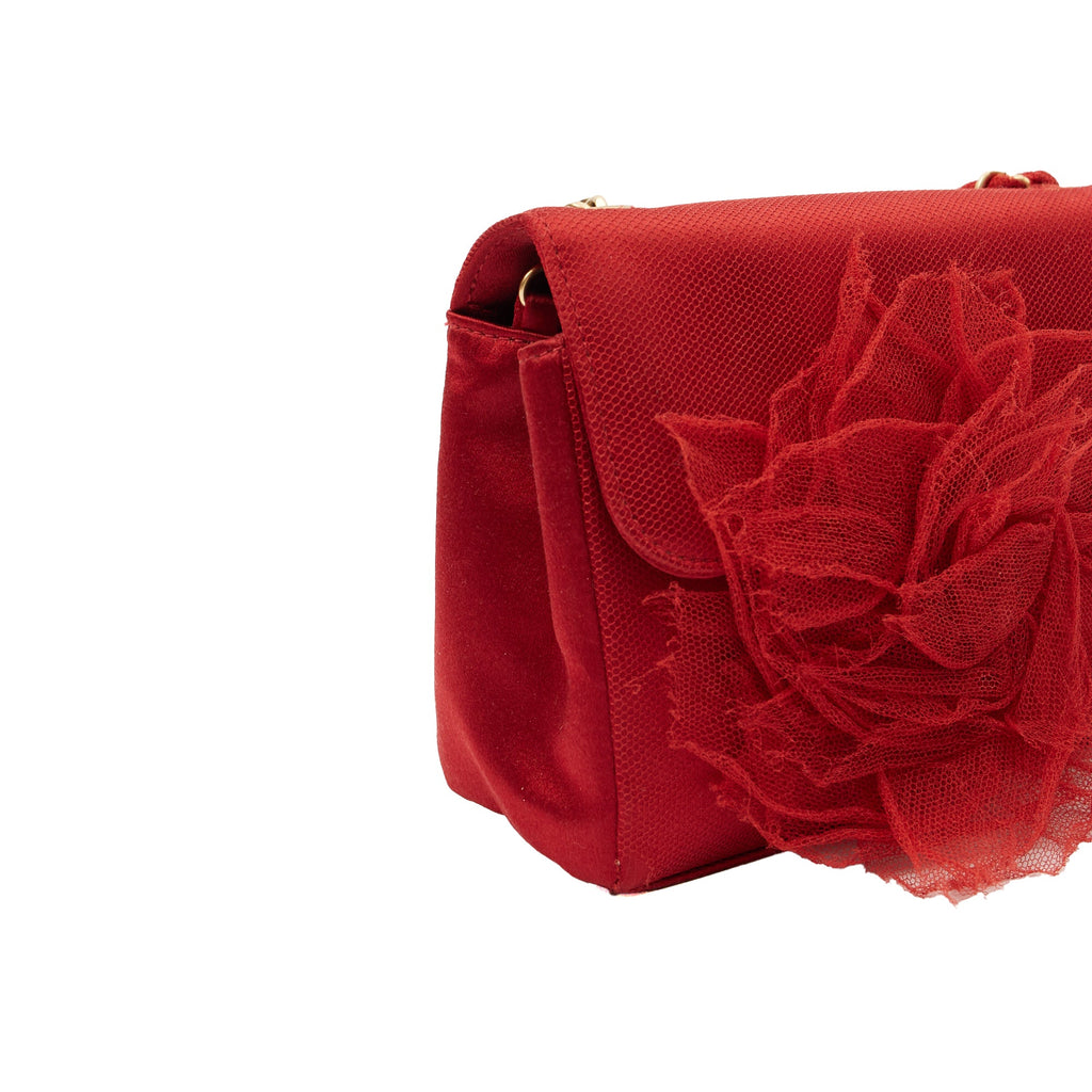 Chanel Mini Bag Camellia Clutch in Red, Fabric