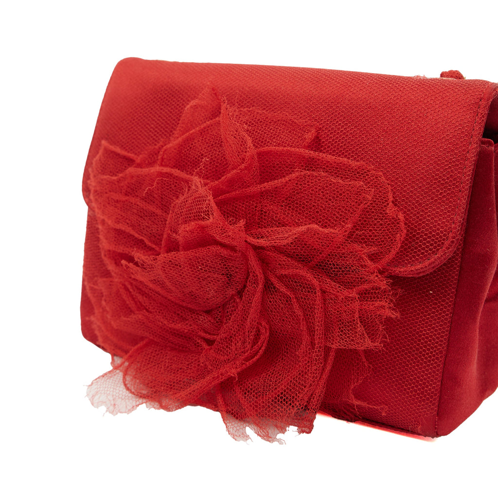 Chanel Mini Bag Camellia Clutch in Red, Fabric