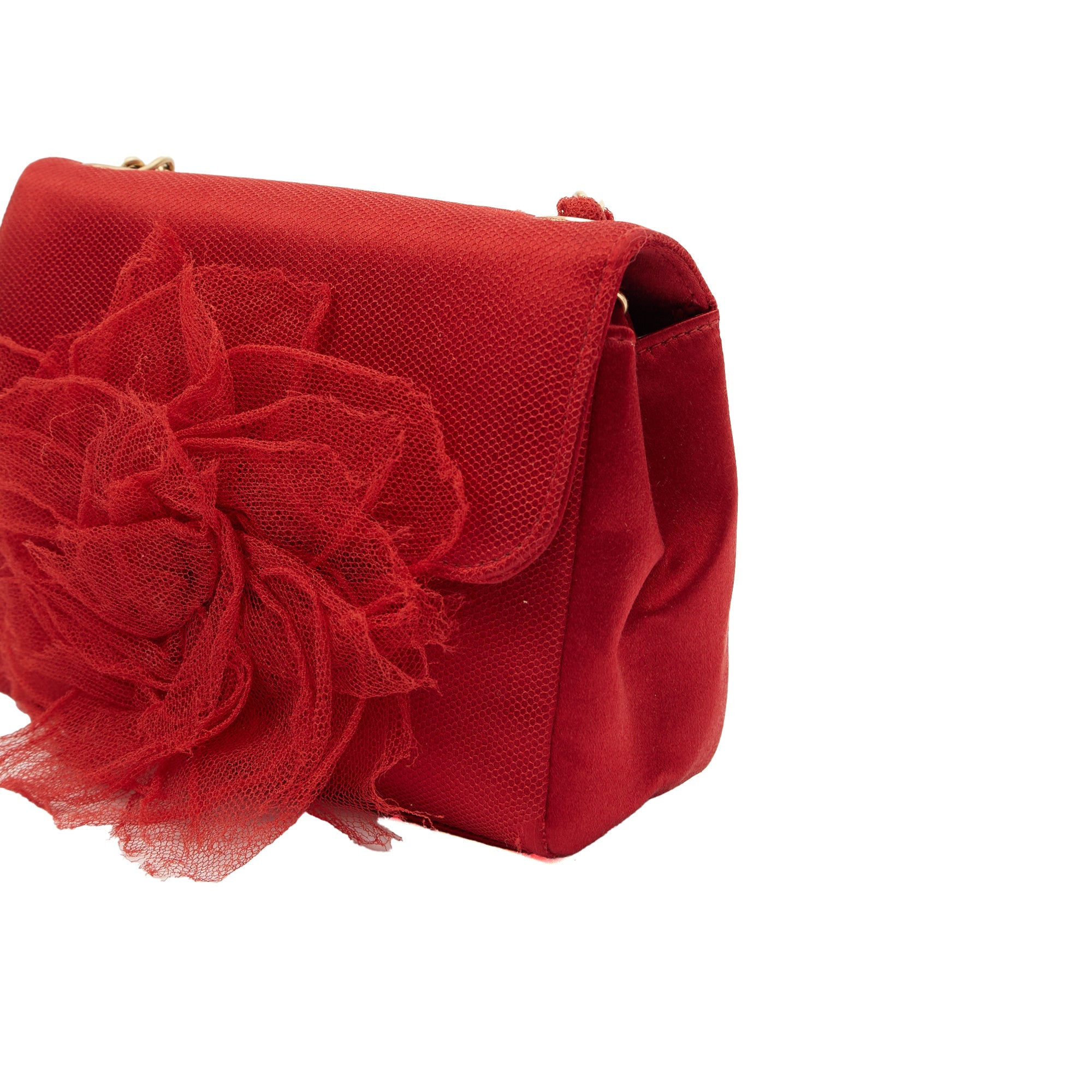 Chanel Mini Bag Camellia Clutch in Red, Fabric