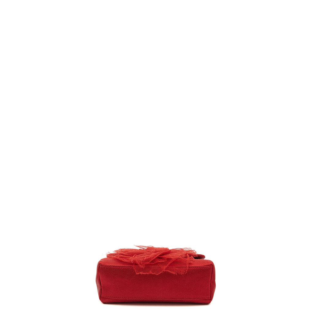 Chanel Mini Bag Camellia Clutch in Red, Fabric