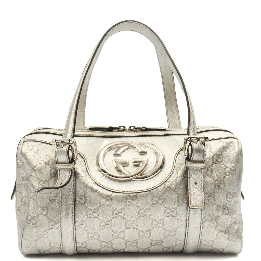 Gucci Top Handle Britt Boston in Metallic, Leather