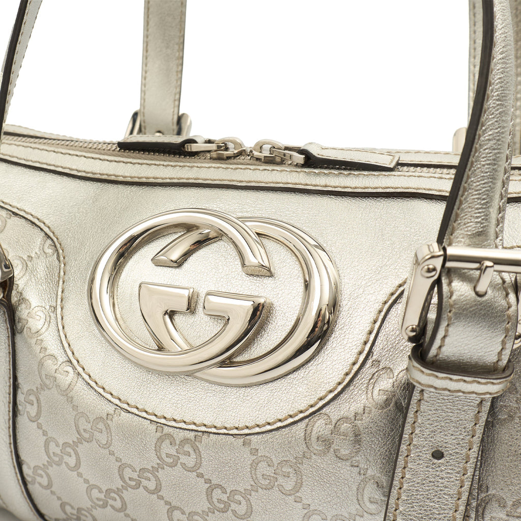 Gucci Top Handle Britt Boston in Metallic, Leather