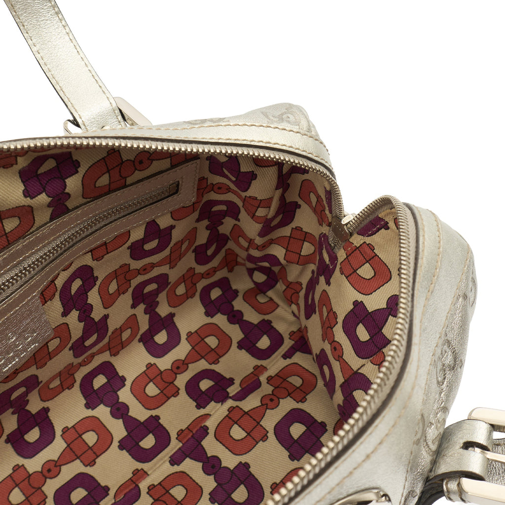 Gucci Top Handle Britt Boston in Metallic, Leather