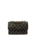Chanel Shoulder Bag Wildstitch Flap Bag in Black, Leather