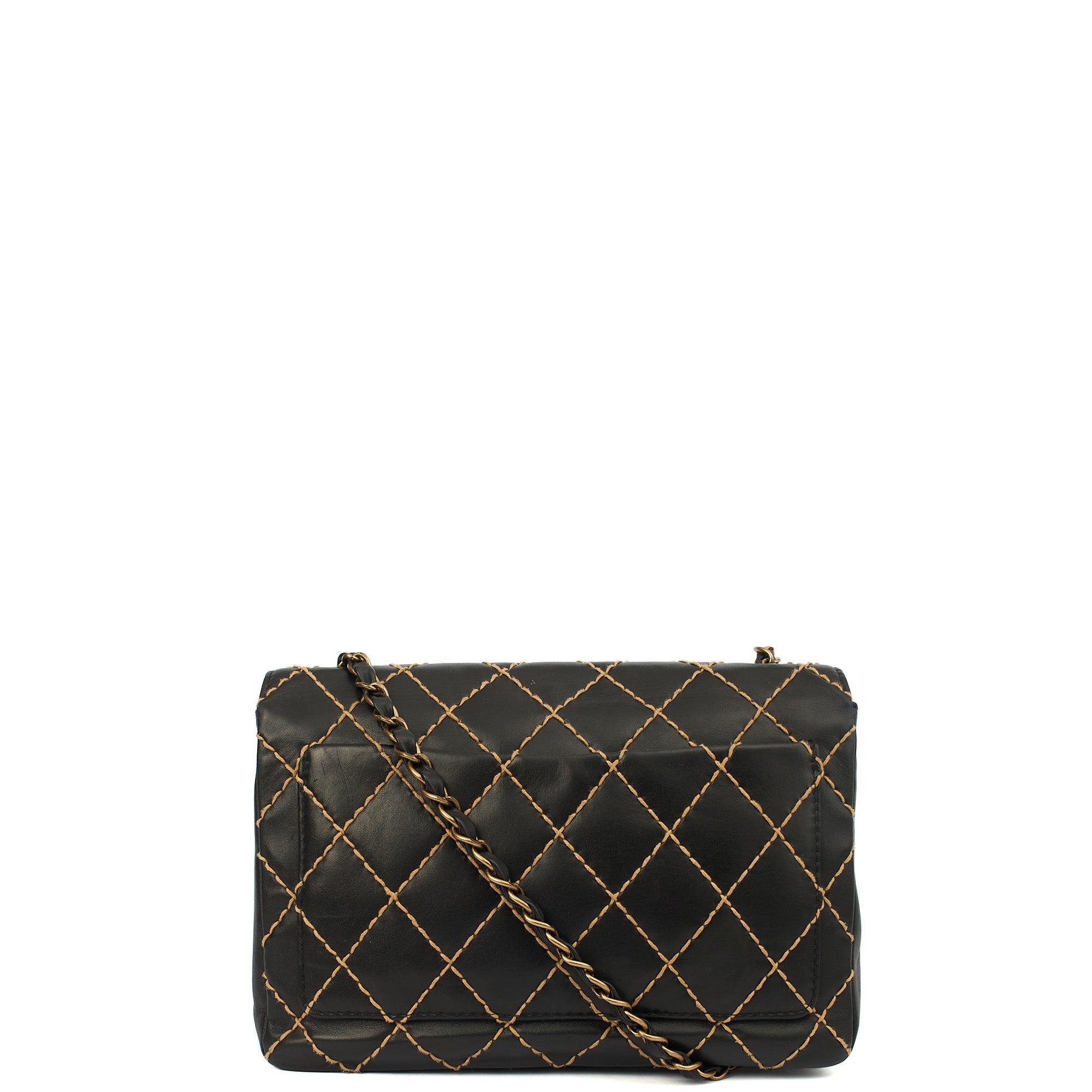 Chanel Shoulder Bag Wildstitch Flap Bag in Black, Leather