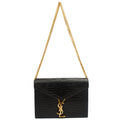 Saint Laurent Shoulder Bag Cassandre Chain Flap Bag in Black, Exotic Effect Leather