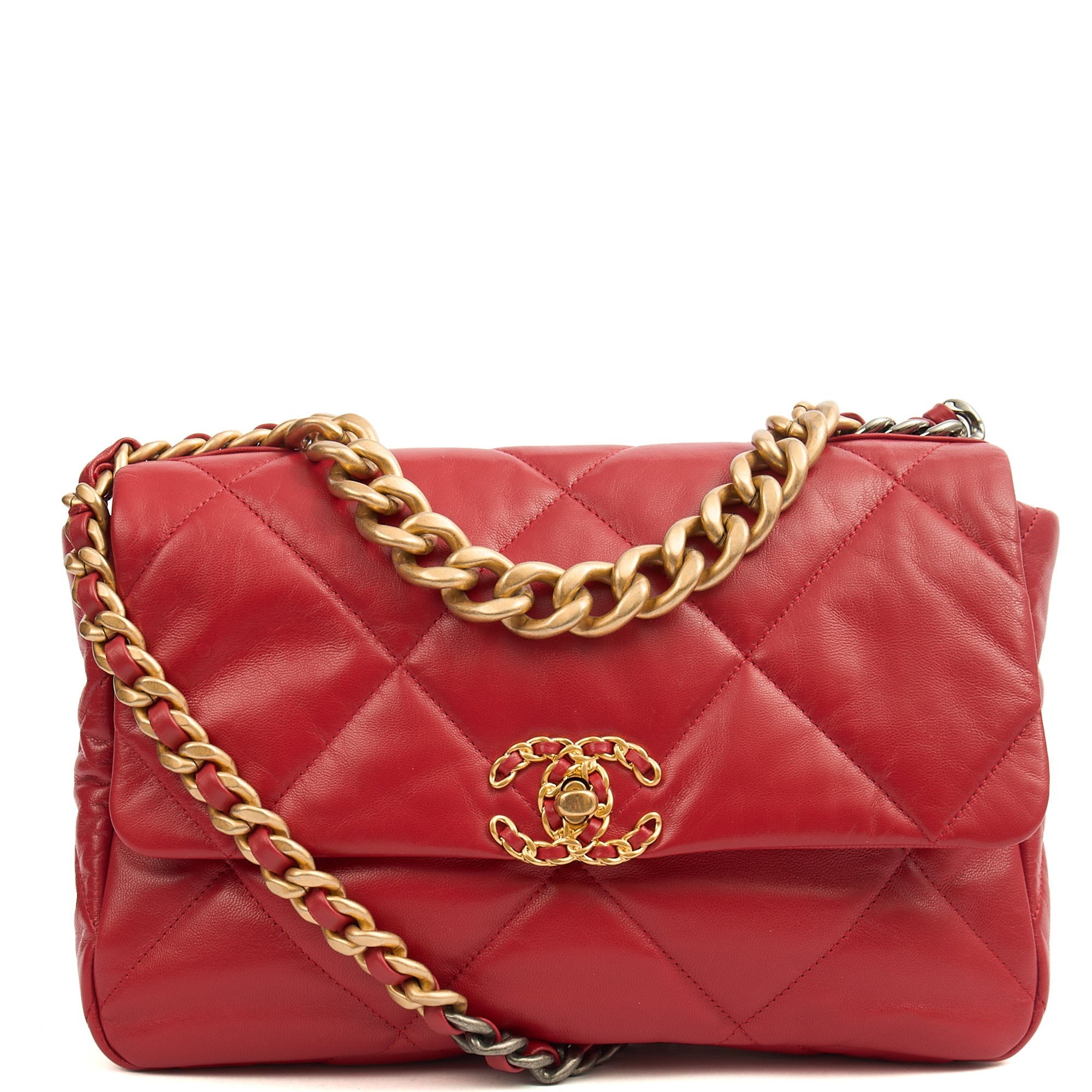 Chanel Shoulder Bag Chanel 19 in Red, Calfskin Leather