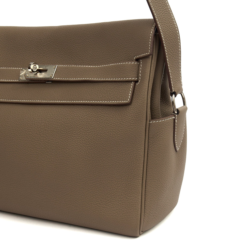 Hermes Cross Body Kelly Messenger in Etoupe, Togo Leather