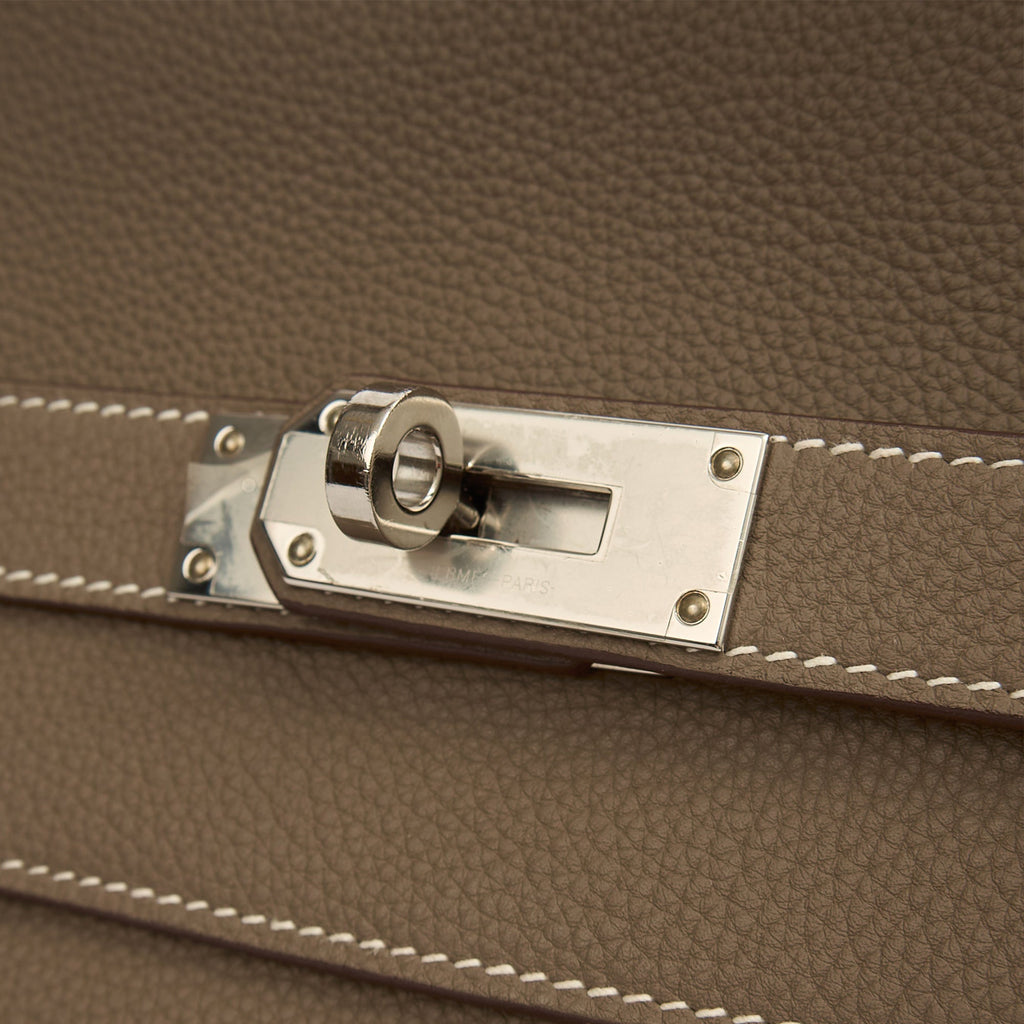 Hermes Cross Body Kelly Messenger in Etoupe, Togo Leather