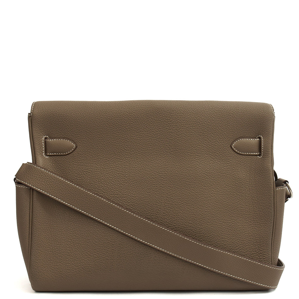 Hermes Cross Body Kelly Messenger in Etoupe, Togo Leather