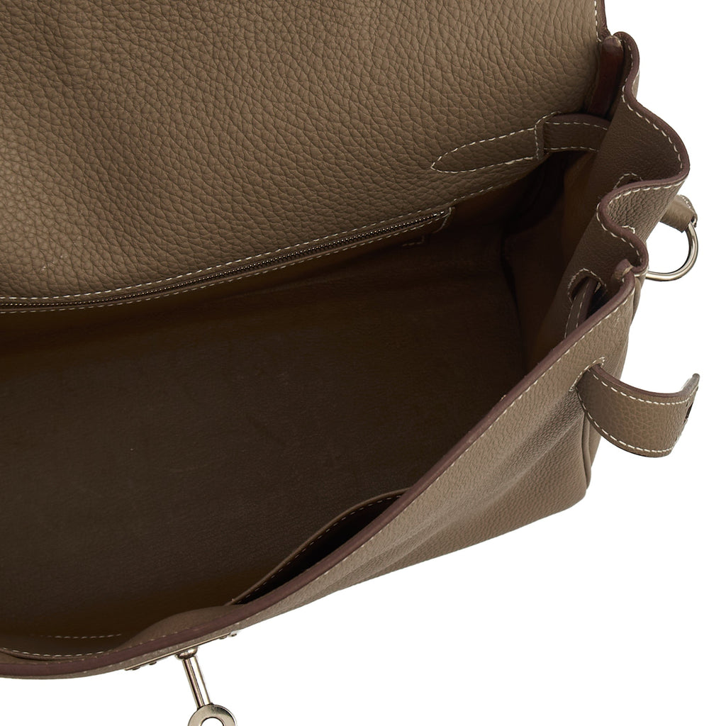 Hermes Cross Body Kelly Messenger in Etoupe, Togo Leather