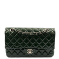Chanel Shoulder Bag Classic Double Flap - Medium in Green, Patent Leather