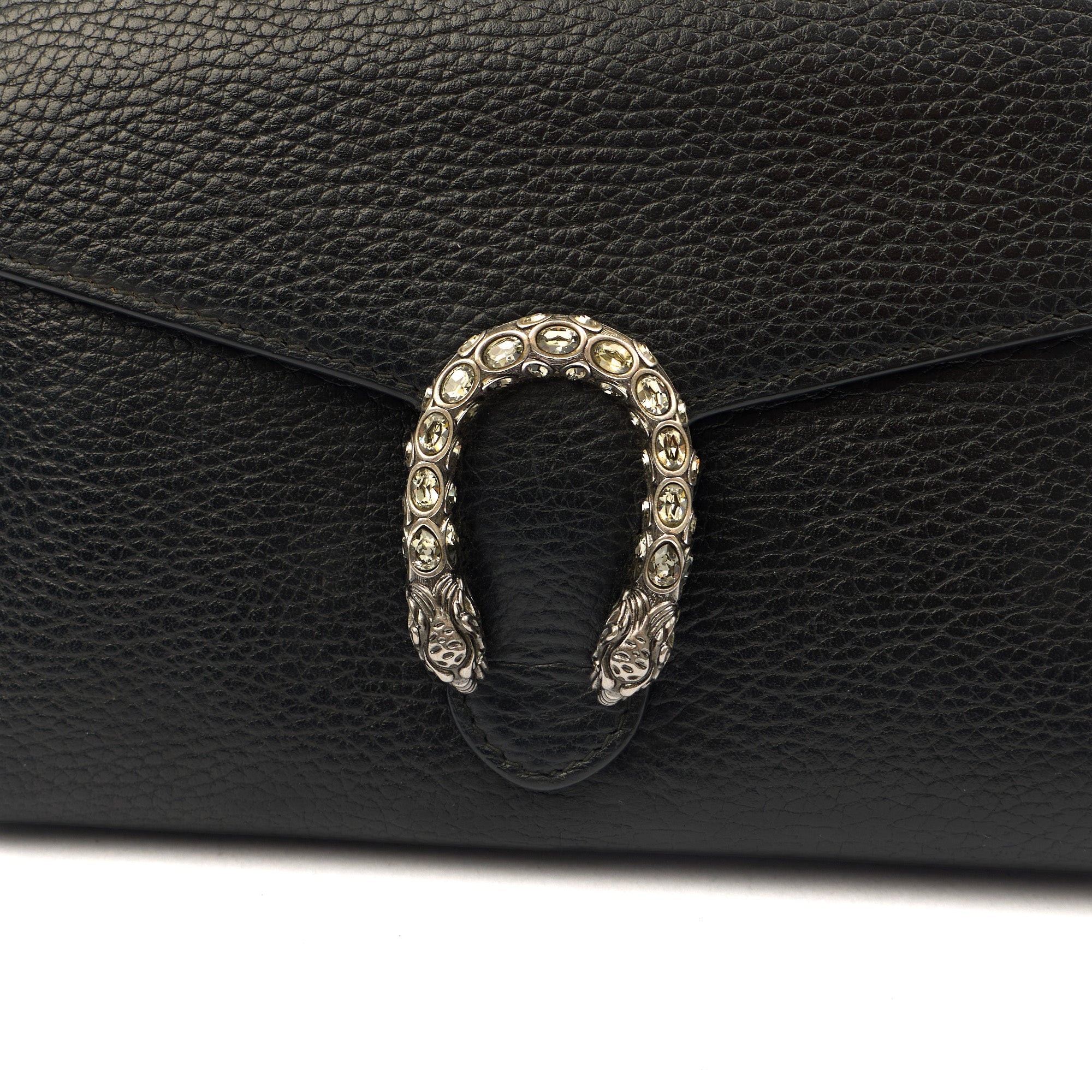 Gucci Clutch Dionysus Chain Wallet in Black, Leather
