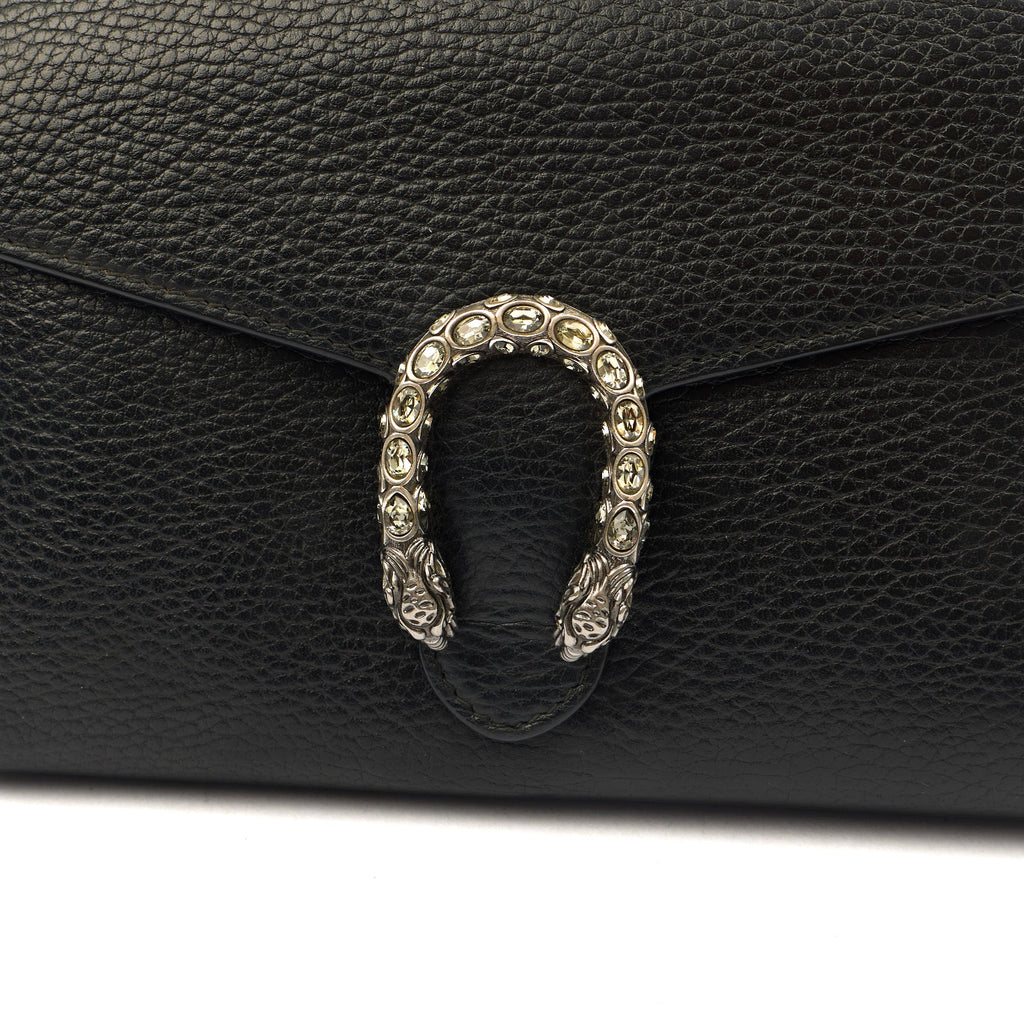 Gucci Clutch Dionysus Chain Wallet in Black, Leather