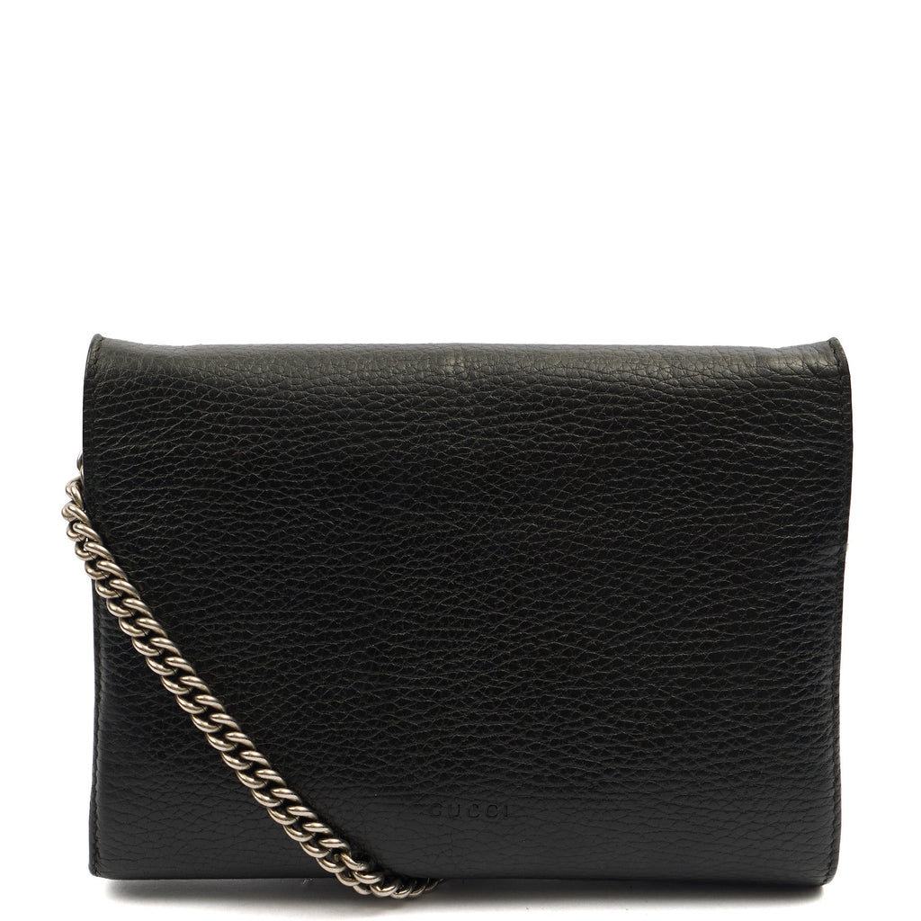 Gucci Clutch Dionysus Chain Wallet in Black, Leather