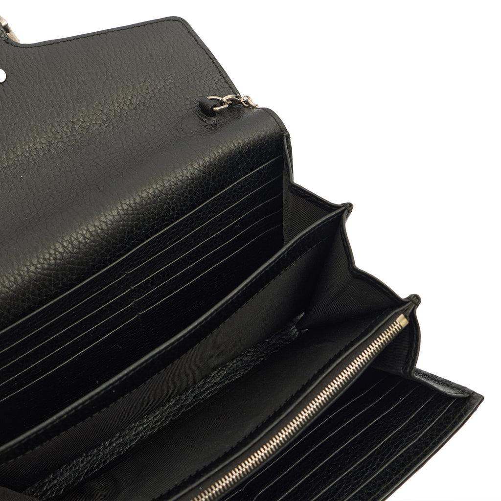 Gucci Clutch Dionysus Chain Wallet in Black, Leather