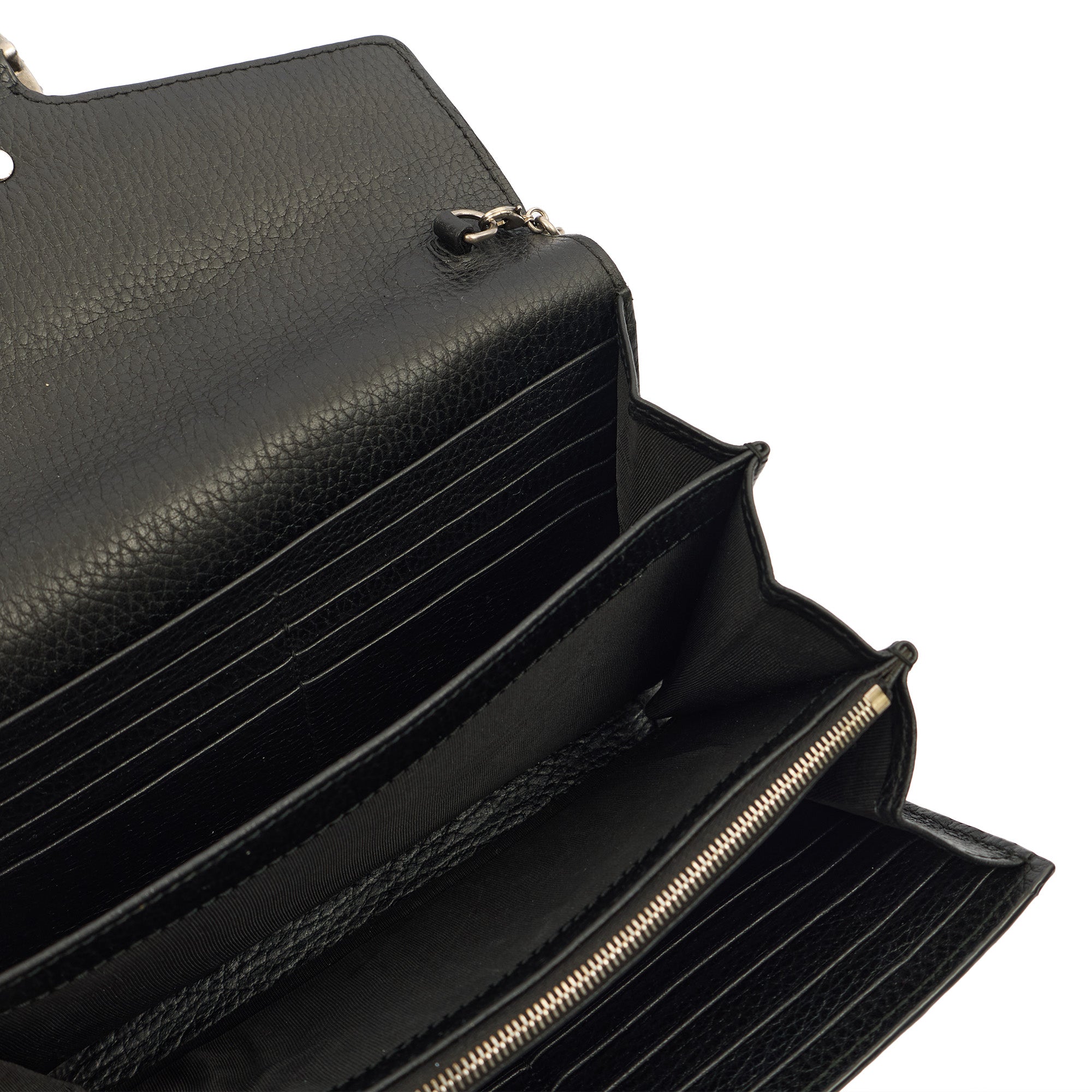 Gucci Clutch Dionysus Chain Wallet in Black, Leather